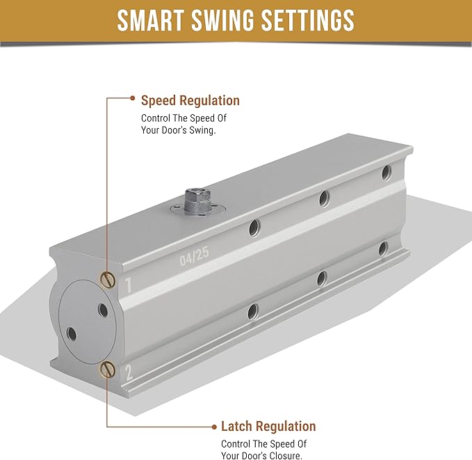 Commercial Door Closer Heavy Duty - Door Automatic Closer Adjustable Spring Size 2-4 - Automatic Door Closers for Home and Commercial Entrances - Non Handed - Fit Doors up to 220 LBS, Aluminum, Silver