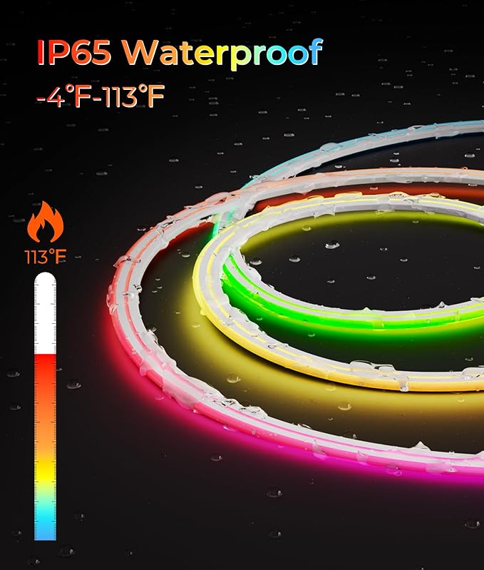 Led Neon Rope Lights - Flexible Led Control with App/Remote Rope Lights 16.4FT Multiple Modes RGB IP65 Waterproof Outdoor Neon Music Sync Gaming Strip for Christmas Decor Indoor/Outdoor
