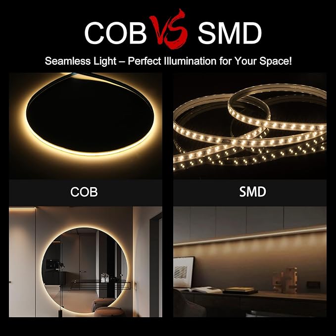 24V COB LED Strip, LED Strip for Bedroom, 16.4FT Remote Control LED Strips, Warm LED Light Strip, COB Flexible Light for Bedroom Cabinet Vanity Mirror DIY Lighting