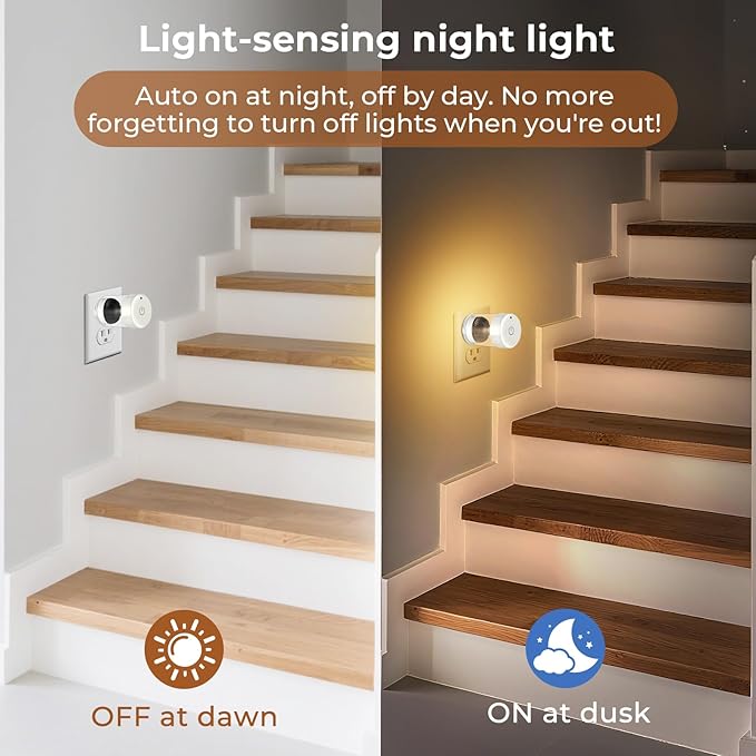 2 Pack LED Night Light Plug into Wall 3000K/4000k/5000K Adjustable Color Temperature Night Light,Touch Control Nightlight Dimmable,Built in Dusk to Dawn Sensor for Bathroom Hallway Kitchen