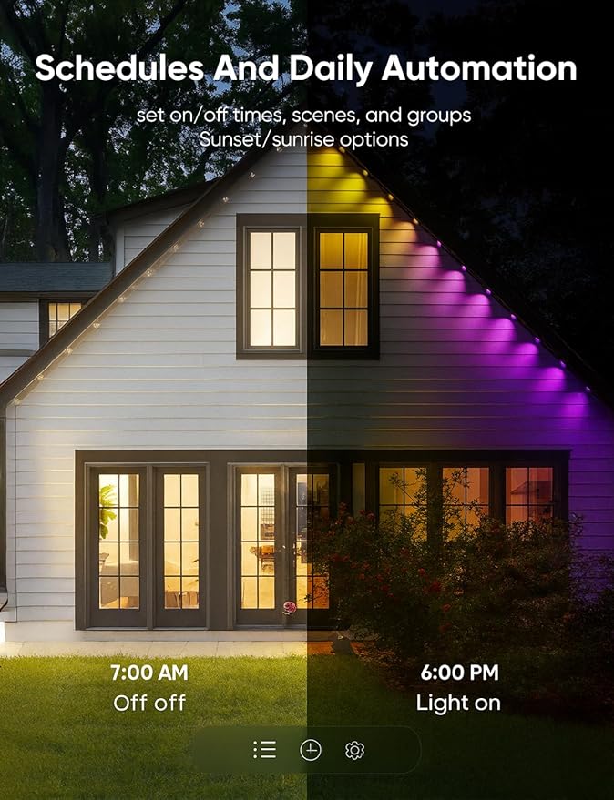 Smart Permanent Outdoor Lights, RGB with IC + Warm White 2700K, Under-Eave Lighting, Wi-Fi/Voice/Remote Control, 100ft/72 LEDs/IP67 Light / IP65 Controller, 111+ Scenes/Music Sync, Alexa/Google