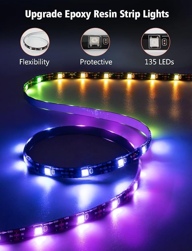 echosari TV Backlight Sync to Screen, TV Lights That Change with TV for 55-65 Inch Screen, 14.7Ft Smart Strip Lights APP Control with HD Camera Game & Music Sync