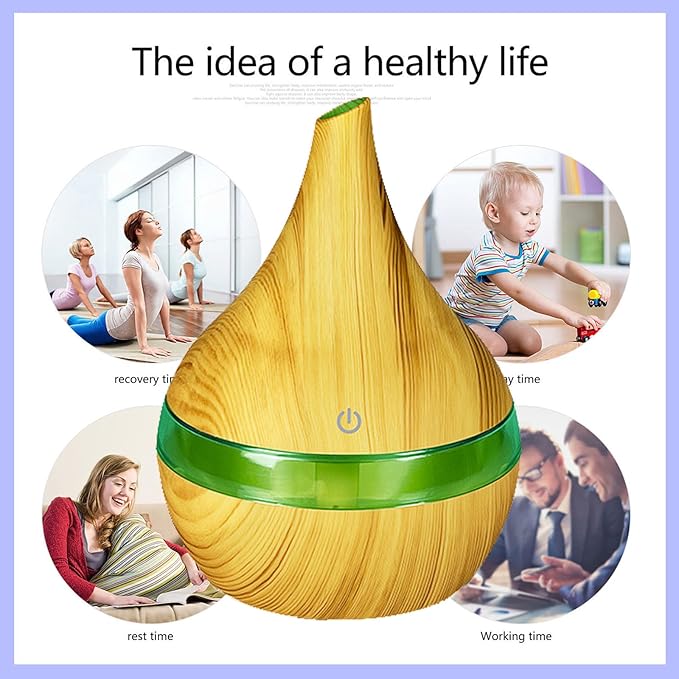 FULLBELL Cool Mist Humidifier, 300ML, 10-20 Hours Runtime, 7 Color Lights, 2 Modes, 24db Quiet, Black (Light Brown-300ML)