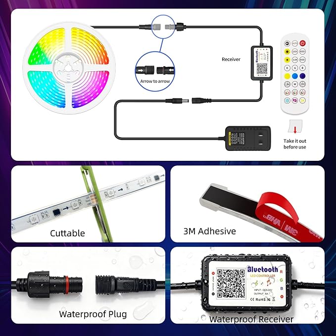 12V RGB+IC Dream Color Chasing Aquarium LED Strip Lights, 16.4FT APP & Remote Control IP68 Fully Waterproof Fish Tank Led Strip Light for RV, Marine, Deck Patio, Pool, Pond, Balcony