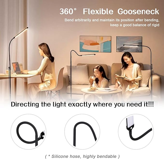 LED Floor Lamp for Eyelash Extension - Brightness Adjustable Standing Light with 3 Color Modes,Eye-Careing Reading & Makeup Lamp,Lash &Tattoo Light for Salon,Bedroom & Office