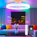 19.7" Ceiling Fans with Lights, Smart RGB Color Changing Low Profile Ceiling Fan, Modern Flush Mount Fandelier with Remote and APP, 6 Speeds, Quiet DC Motor, for Living Room, Bedroom, Indoor