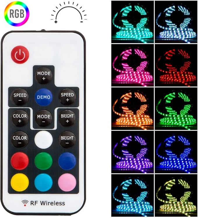 Kingwin RGB LED Strip Lights 17 FT. – Ultra Bright 5050 SMD Light Strip Kit with Remote, USB Powered, Aura Sync Compatible – Flexible RGB Lighting for PC Case, Laptop, Desk, TV, Home & Office Décor