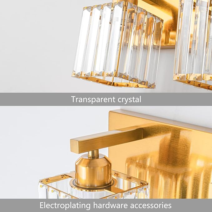19.5" KnurledBrassWallSconcesSetof2,BronzeBathroomVanityLightFixtureswithWaterRipplesGlassTube,ModernLampforBedroom,LivingRoom,Hallway,Staise,Mirror,Kitchen