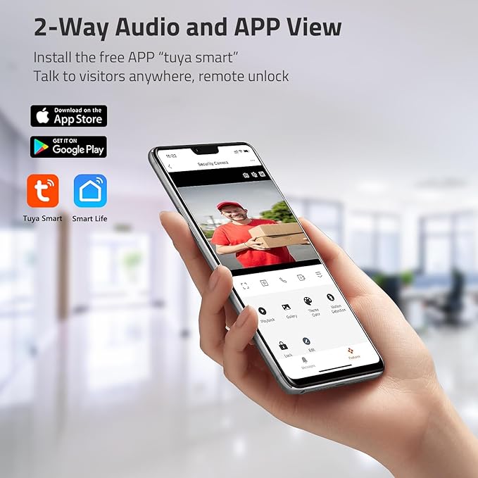 Wireless WiFi Video Doorbell Intercom System, 1080P Video Door Camera with Monitor, 7 Inch Touch Screen Video Door Phone, No Monthly Fees, Tuya APP Remote Intercom (Wired Power)
