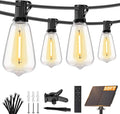Brightever 50FT Solar String Lights Outdoor Waterproof, Patio Lights Solar Powered with Remote, 18+1 Shatterproof ST38 LED Bulbs, Dimmable&3 Lighting Modes, Hanging Outdoor Lights for Garden, Wedding