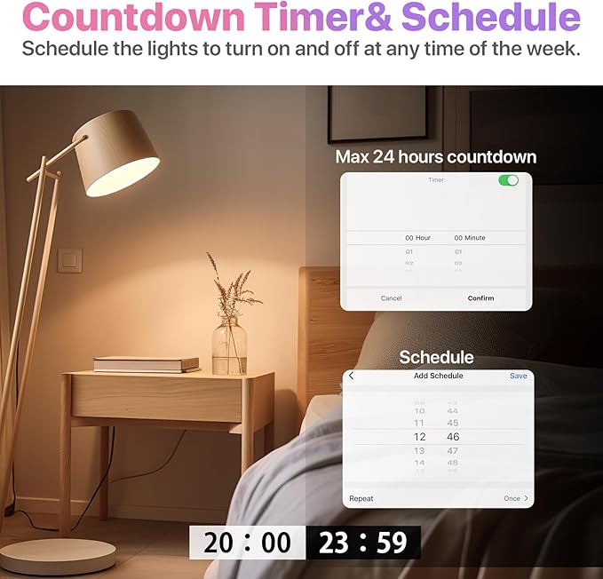 ORALUCE Smart Light Bulb Compatible with Alexa & Google Home, A19 E26 LED Light Bulb 60W Equivalent, 2.4GHz WiFi & Bluetooth Color Changing APP Dimmable, Multicolor LED Bulb 900 Lumens,4P