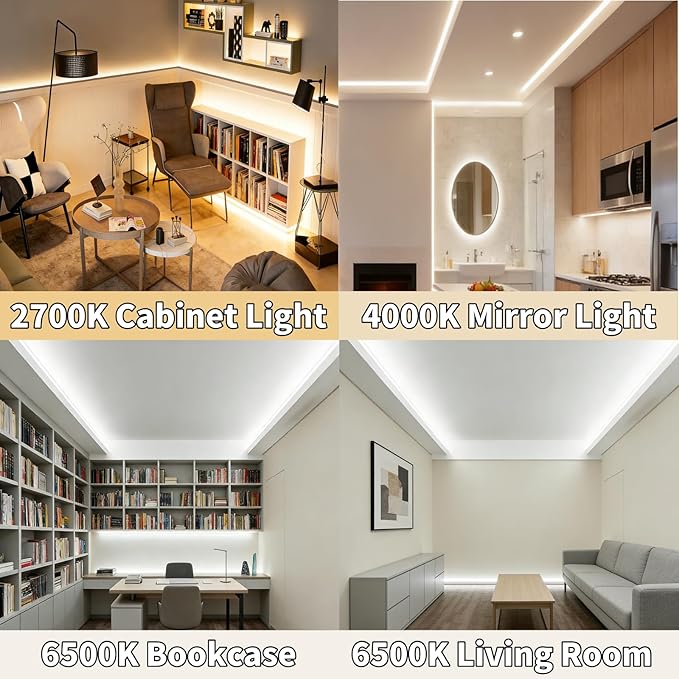 iNextStation 6.56FT/2M CCT COB LED Strip Light, 608LEDs LED Light Strips Dimmable 2700K-6500K, Cuttable DIY Design USB LED Lights, CRI93+ LED Tape Lights for TV Backlight, Cabinet, Mirror, Party Decor