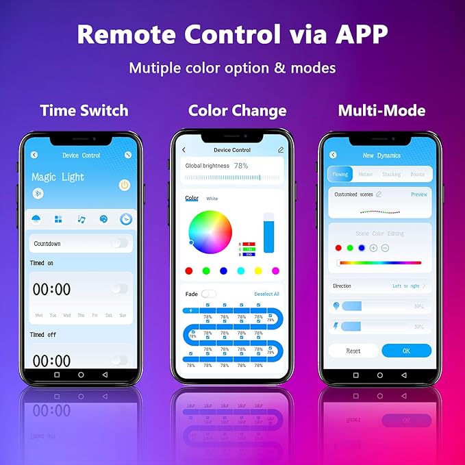 dalattin Smart RGB COB LED IC Strip Lights, 576 LEDs/m Addressable High Density Flexible with Remote & App Control, 16.4ft LED Lights for Living Room, Bedroom, Kitchen Lighting