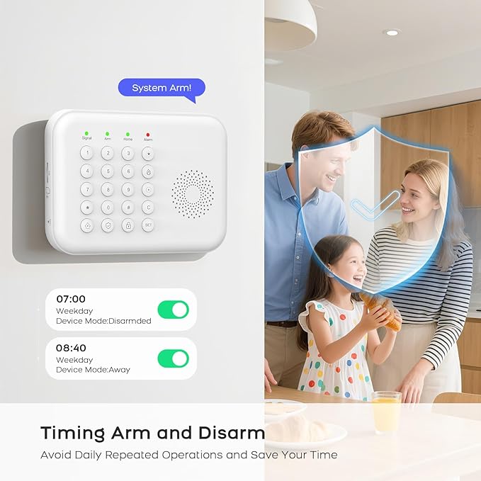 Alarm System for Home Security,WiFi+GSM/4G Compatible with Alexa Home Alarm System,17 Piece DIY Kit No Monthly Fees with Instant App Alerts,SOS Button,Smart Life or Tuya for Apartment,Kids Safety