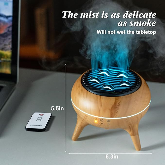 Essential Oil Diffuser 350ml, Essential Oils Large Room, Ultrasonic Aroma Diffuser with Remote Control,Timer, 7Colors Light Humidifier for Bedroom Home Office Hotel (Wood)