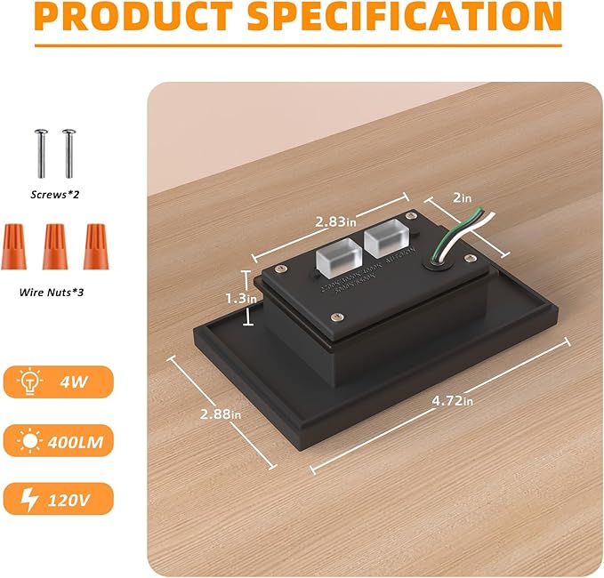 Motion Sensor Stair Lights Indoor Outdoor, 5CCT Dimmable LED Step Lamp with Switch, 4W 300LM, 2700K-6500K, IP66 Waterproof Hardwired 120V Stairway Staircase Walkway Lighting- Black, 12 Pack, ETL