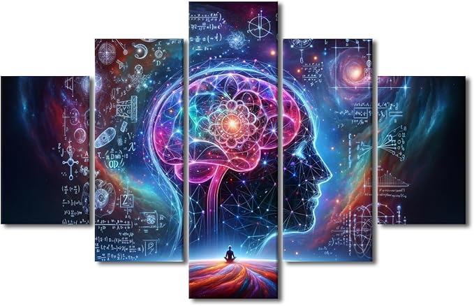 5 Panel Canvas Wall Art for Living Room Artificial Intelligence Painting Artwork Robot Brain Posters and Prints House Decorations AI Paintings Wall Decor Neural Network Picture Hanging 60"Wx40"H