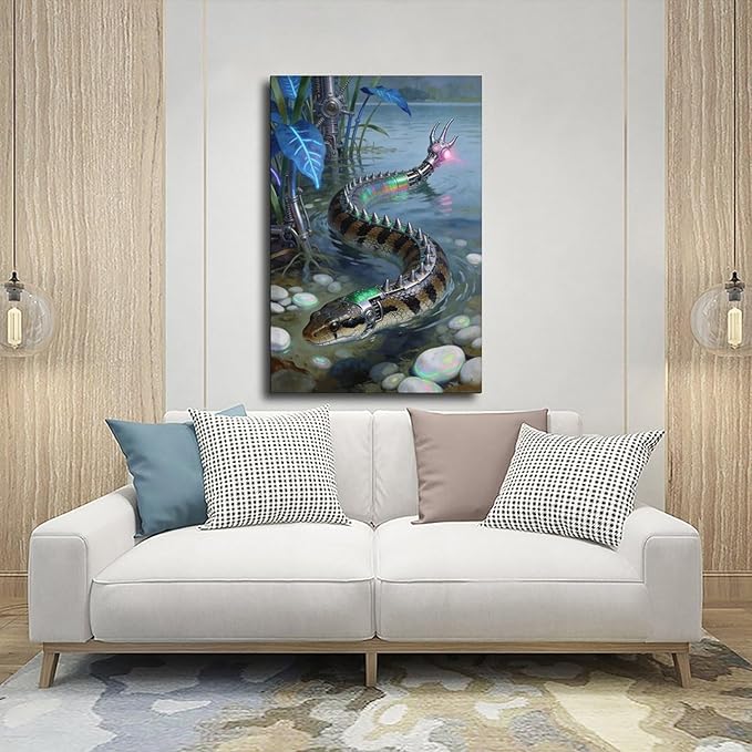 Framed Futuristic Nature Wall Art for Modern Living Room Creative Sci Fi Style Interior Decor 20x30inch(50x75cm)