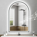 STARLEAD 36"x24" Black Frameless Arched LED Bathroom Mirror with Bluetooth Speaker, Dimmable Lighting, 3 Color Temperature, Anti-Fog, Touch Control Wall Mounted Vanity Mirror