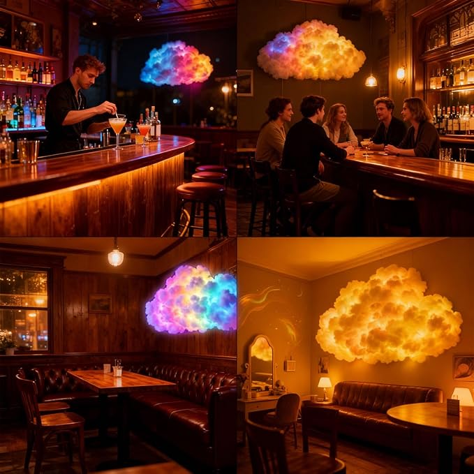 LED Cloud Light RGB Mood Lamp - USB Powered Voice Activated & Music Rhythm Sync, Dynamic Color Changing Ambient Lighting for Gaming Room/Bedroom/Bar/Party/Streamer Setup (LED 158in/400cm)