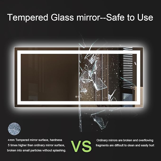 Amorho LED Bathroom Mirror, 84" X32" with Front and Backlight, Large Dimmable Wall Mirrors with Anti-Fog, Shatter-Proof, Memory, 3 Colors, Double LED Vanity Mirror