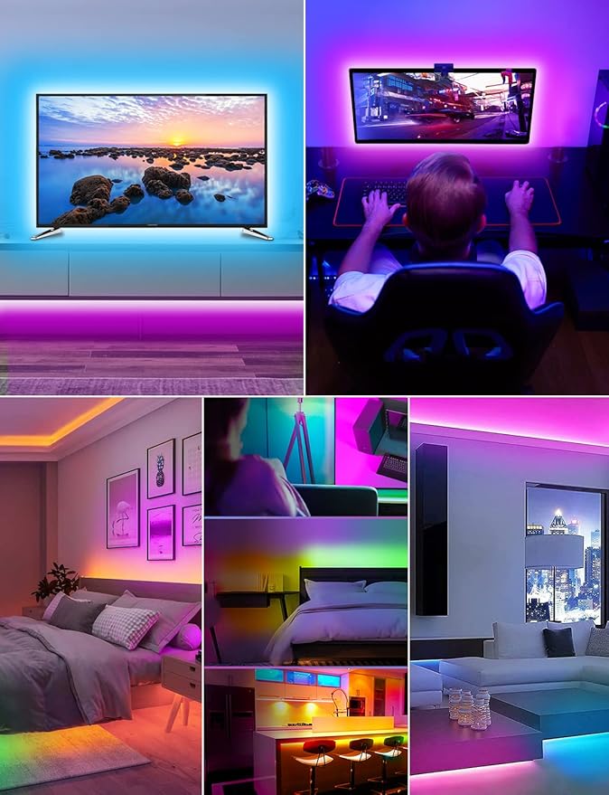 Daymeet LED Lights for TV, 13.1ft TV Led Backlight for 40-65inch USB TV Led Light Strip RGB Color Changing Lights with Remote Music Sync Bluetooth APP Control for Computer Bedroom PC