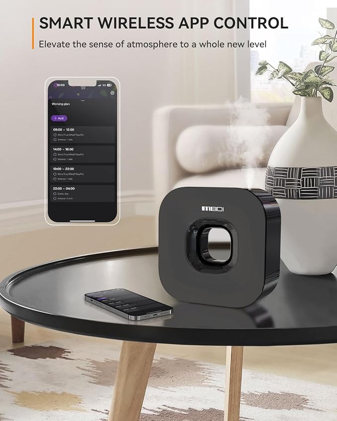 MEIDI Waterless Essential Oil Diffuser - Bluetooth Cordless Aromatherapy Diffuser with App Control