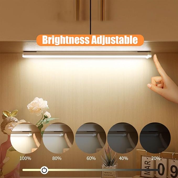 4/8Pack Punch-Free Smart Sensor Magnetic Rechargeable Led Lights,Under Cabinet Lights,Home Motion Sensor Light Indoor (4PCS Warm Light,10cm/3.9in)