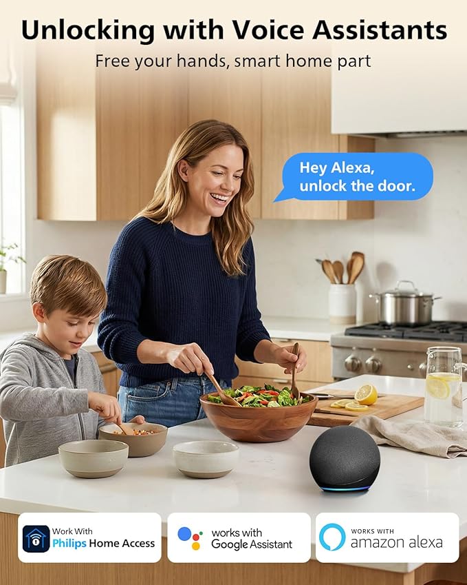Philips WiFi Smart Keypad Deadbolt Lock, App Remote Control, No Hub Required, Support Alexa & Google Assistant, Keyless Entry Door Lock with Auto Lock, Digital Smart Locks for Front Door, Satin Nickel