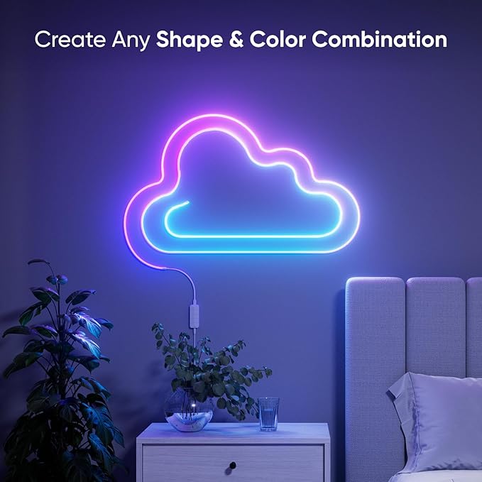 Nanoleaf Essentials LED Rope Light, Smart Neon Rope Light Works with Matter, Alexa, Apple & Google Home, DIY Lightstrip for Wall, Multicolor Lightstrips with Music Sync for Bedroom, 16.4ft