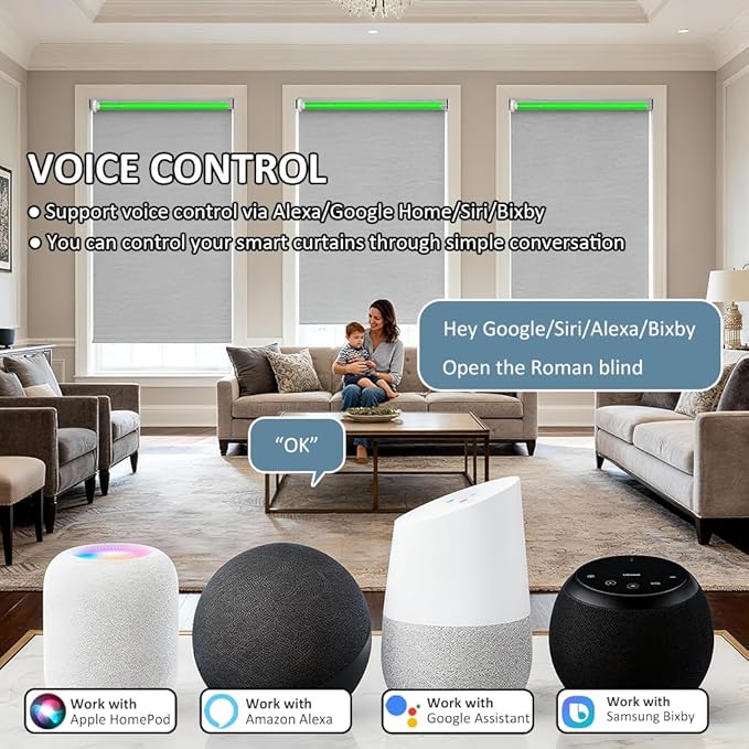 Matter Over WiFi Smart Roller Shade Motor for 1.5"/38mm Tube, Electric Blind Motor Kit, Retrofit Motorized Window Shades, Compatible with Alexa/Google/HomeKit/SmartThings, Wired Power (2.0N.m Torque)