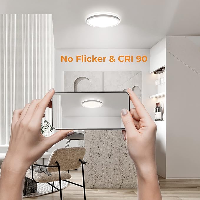 BLNAN LED Flush Mount Ceiling Light, 8.66 Inch 18W 3000K/4000K/5000K Hardwire Light Fixture, Ultra Thin Round White Lamp for Kitchen Porch Bedroom Hallway Stairwell Basement, Non-dimmable 4 Pack