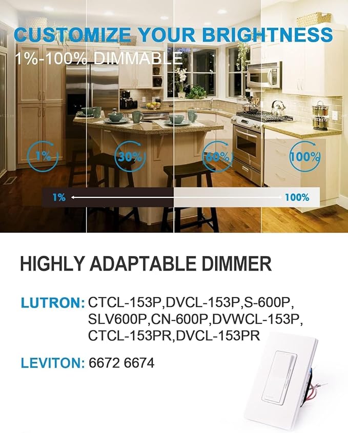 Lightdot 6 Inch Recessed Lighting 6 Pack White, 12W Dimmable LED Downlight 3CCT Selectable (3000K/4000K/5000K), Anti-Glare Slim Canless Ceiling Light
