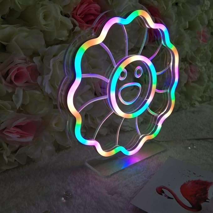 Smiling Face LED Neon Sign for Wall Decor USB Adjustable Brightness Living Room Bars Barbers Pub Wedding Party Salon Club Gatherings Gaming Room Man Cave Halloween Christmas Birthday Art Wall Decor