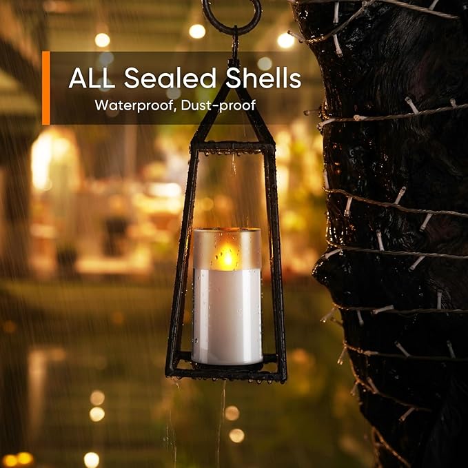Homemory Flameless Candles Set of 3, White Acrylic LED Candles Upgraded Realistic Battery Operated Flames with Remote & Timer, Waterproof for Indoor,Outdoor Decor, Halloween & Christmas Lanterns