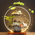 LED Halo Reflux I, Ceramic Zen Ornament with Rain Curtain Flowing Water Waterfall I Sitting, Suitable for Home Office Yoga Meditation Use