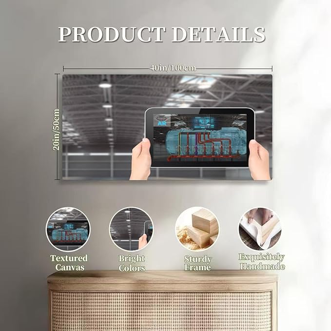 Wibinuki Wall Art Wall Decor Wall Paintings new normal Technology in smart automion industrial using artificial for Living Room Bedroom Bathroom Home Decor Can Be Hung Directly 20"x 40"