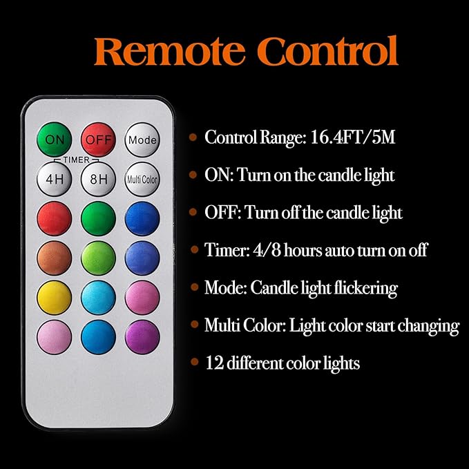 Flameless Candle with Remote Control, Battery Operated LED Candle Color Changing Electric Candles, with Flickering Timer Dimmer Feature, Christmas Home Decorations, 3 x 6 inches, Set of 2