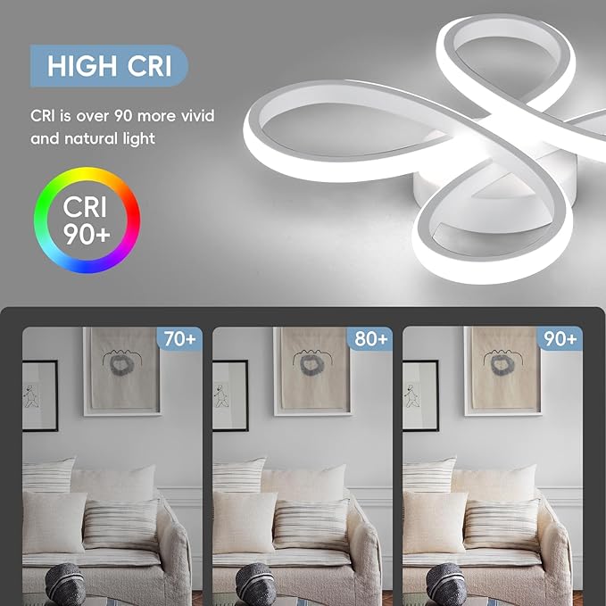 ADISUN Modern LED Ceiling Light, 6000K Semi Flush Mount Ceiling Light Fixture, Modern Unique Lights for Living Room Bedroom Corridor Aisle Hallway (L11.5*W11.5*H1.18)