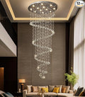 LED High Ceiling Chandelier Crystal Chandeliers Light Fixtures with Dimmable Light Bulbs Gold Living Room Foyer Chandelier Modern Pendants Lights for Entryway Staircase Silver