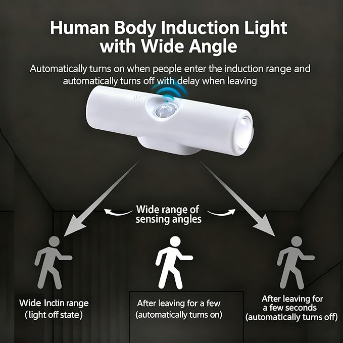 Rechargeable Smart LED Motion Sensor Ambient Light, Punch-Free Color Changing Motion Sensor Light for Stairs, Wardrobe, Cabinet (4Pcs,White, 3 Colors)