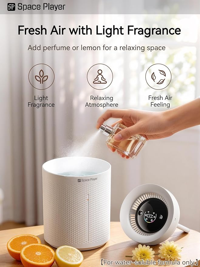 SP SpacePlayer Cordless Humidifier for Bedroom, 3L Top Fill Cool Mist Ultrasonic, 4000mAh Wireless Portable, Quiet 23dB, Auto Shut-Off, Timer, BPA Free, Easy Clean, for Baby Nursery Plants Home Office