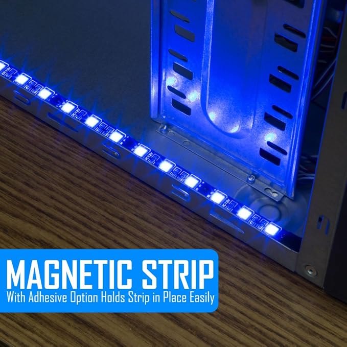 Kingwin RGB LED Strip Lights, LED Light Strip Magnetic w/Adhesive Option for Computer Case, PC, Laptop, and Background Lighting. 5050 SMD Strip Lights, 12 Inches [Asus Aura RGB Compatible]
