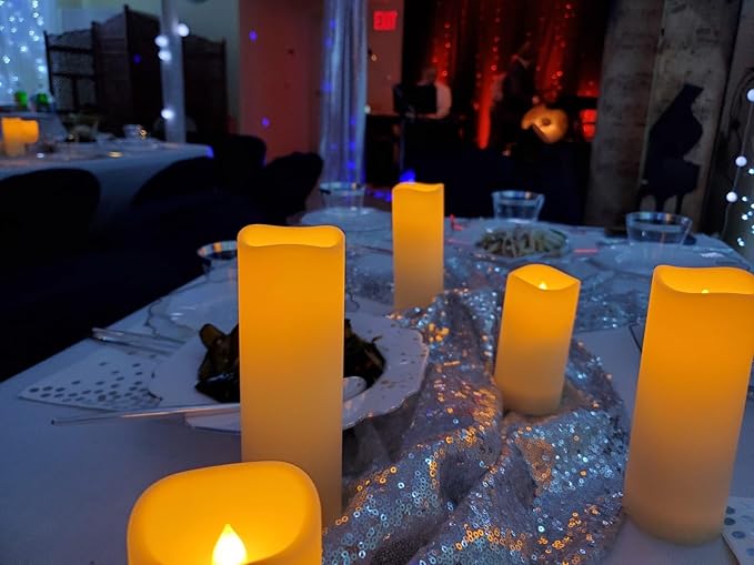 YIWER Plastic Waterproof Flameless Candles Set of 18: Battery Operated Candles Ivory Flickering Pillar Candles Include 4"/5"/6"/7"/8"/9" with 10-Key Remote 2/4/6/8H Timer Function