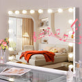 Fenair Large Vanity Mirror with Lights and Speaker Hollywood Lighted Makeup Mirror with Sturdy Base, 18 Dimmable LED Bulbs, 3 Light Colors, USB Charge Port