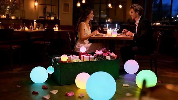 LOFTEK LED Dimmable Light Ball, Nursery Night Light with Remote, IP65 Waterproof Floating Pool Lights, 16 RGB Colors & 4 Modes, Portable & USB Charging,12-inch Corded Electric