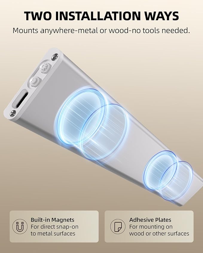 16inch Under Cabinet Lighting, 6Pack Rechargeable Motion Sensor Light Indoor, Magnetic Closet Lights with Dimmable & 3 Color Temps, Wireless Under Counter Lights for Kitchen, Stairs