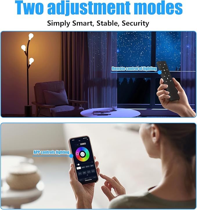 A19 Color Changing Light Bulb with Remote Control&App Control, 800LM 9W(60W Equivalent) Dimmable 3000K-6500K RGBWW,E26 Base 2.4GHz,Light Bulb for Home Decor,2Bulb&1Remote