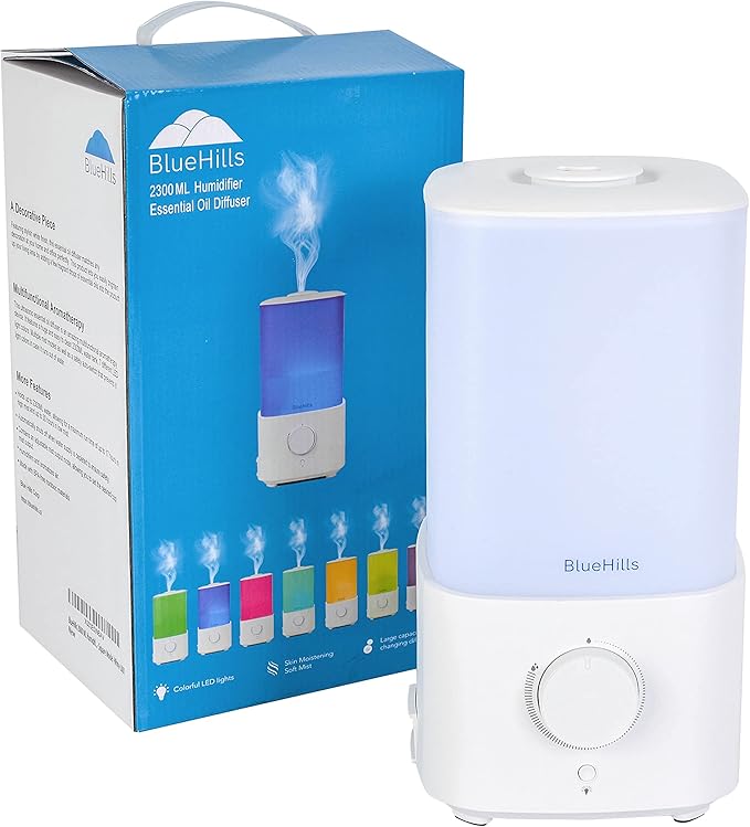 BlueHills Premium Large 2300 ML and 3000 ML XL Essential Oil Diffusers Humidifier Combo Set of 2 for Large Room Home with Décor LED Lights Great Gift – Value Pack of White