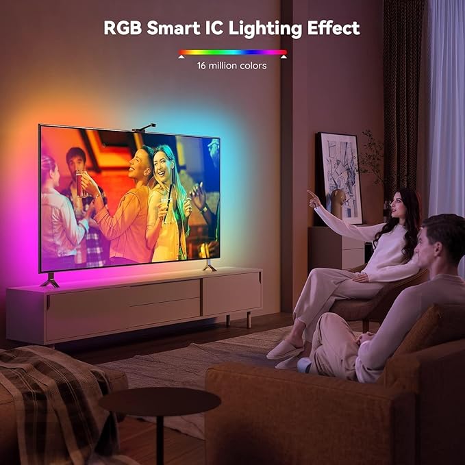 GUPUP TV LED Backlight with Screen Sync, 12.5FT BGRIC Color-Changing Strip for 55-65 TVs, Smart Backlighting with Music Sync & App Control, Lights That Sync to TV Picture
